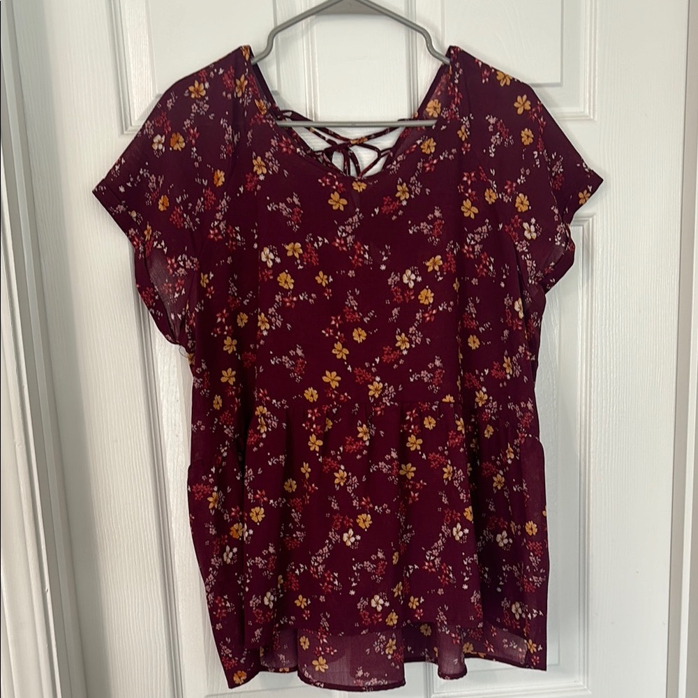 Floral Burgundy Blouse